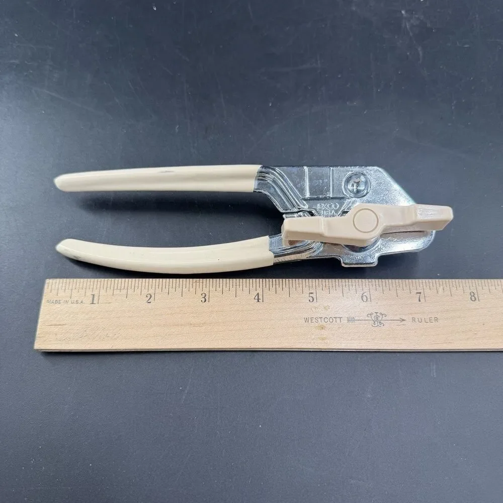 EKCO Vintage Manual Can Opener Almond Chrome USA Retro Kitchen Tool 7 Inch